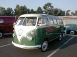 Vintage Volkswagen 23-Window samba deluxe bus painted velvet green on lower half