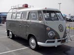 Restored Volkswagen Microbus With Roof Rack, painted white over gray