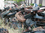 Volkswagen Junkyard With Stacks of VW Engine Tin