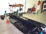 Spray painted the restored 1954 VW convertible chassis gloss black