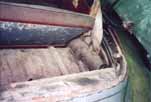 Original rusty luggage shelf on a 1954 Volkswagen Cabriolet