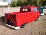 Small Taillight Volkswagen Crew Cab Pickup Truck is Lowered and Has a Bright Red Paint Job