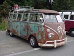 Great patina on a lowered Volkswagen 23 window deluxe samba bus