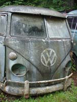 Forgotten VW junkyard with Very Original VW Bus in OG Dove Blue Paint