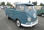 Sharp thin whitewall tires on a beautifully restored 1959 VW Single Cab Pickup