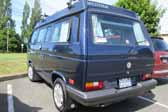 Volkswagen Vanagon original paint color sample of Marine Blue Metallic #LA5B, sales code J2